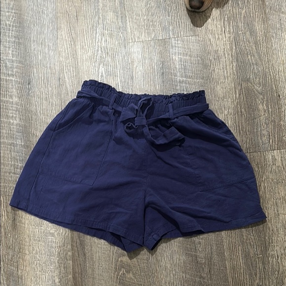 Blue High Waist Relaxed Fit Shorts - Picture 1 of 3